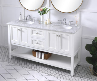 60 in. double sink bathroom vanity set in White