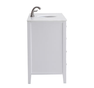 48 inch Single Bathroom vanity in White with ivory white engineered marble