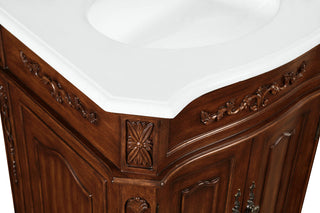 24 inch Single Bathroom vanity in Brown with ivory white engineered marble