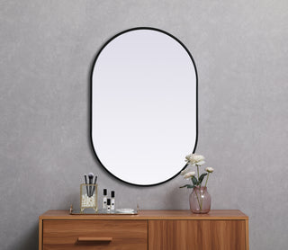 Metal Frame Oval Mirror 27x40 Inch in Black