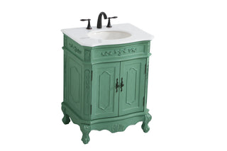 27 inch Single Bathroom vanity in vintage mint with ivory white engineered marble