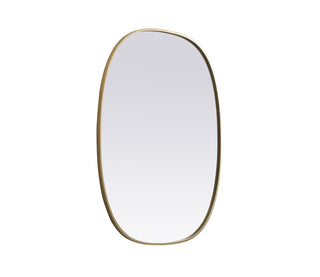 Metal Frame Oval Mirror 30x40 Inch in Brass