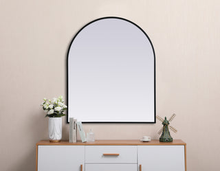 Metal Frame Arch Mirror 30x36 Inch in Black