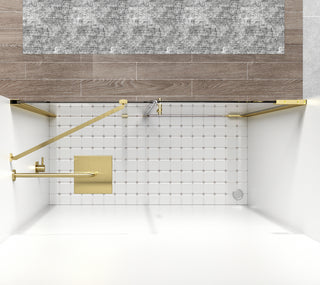 Semi-frameless hinged shower door 48 x 72 Brushed Gold