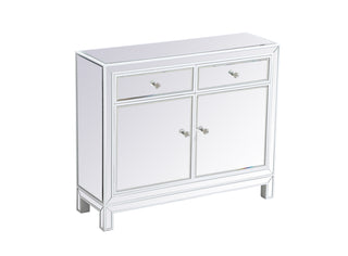 38 inch mirrored end table in white