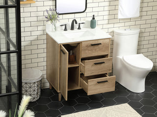 30 inch Single bathroom vanity in natural oak with backsplash