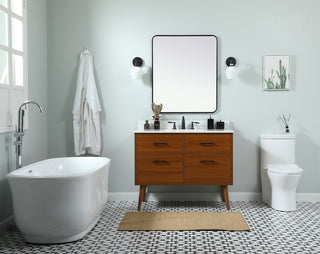 42 inch Single bathroom vanity in teak with backsplash