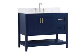 42 inch Single Bathroom Vanity in Blue with Backsplash