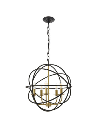 Octavia 5 light Brass and Dark Brown Pendant