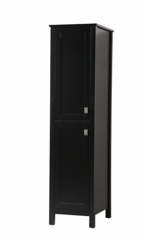 16 Inch Wide Bathroom Linen Storage Freestanding Cabinet In Black