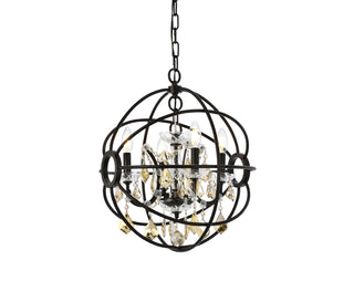 Geneva 4 light Dark Bronze Pendant Golden Teak (Smoky) Royal Cut crystal
