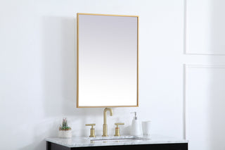 Metal mirror medicine cabinet 20 inch x 28 inch in Brass