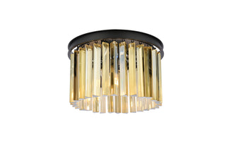 Sydney 3 light Matte Black Flush Mount Golden Teak (Smoky) Royal Cut Crystal