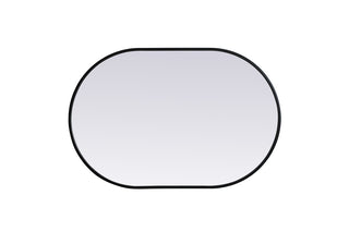 Metal Frame Oval Mirror 24x36 Inch in Black