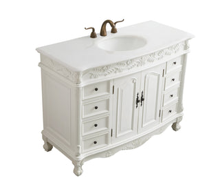 48 inch Single Bathroom vanity in Antique White with ivory white engineered marble