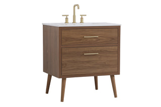 30 inch bathroom vanity in Walnut Brown