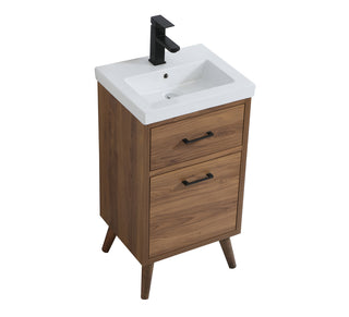 18 inch bathroom vanity in walnut brown