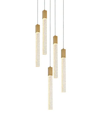 Weston 5 lights pendant in satin gold