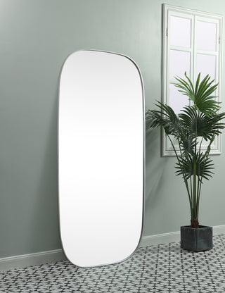 Metal Frame Oval Mirror 36x72 Inch in Silver