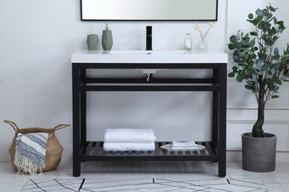 42 inch Single Bathroom Metal Vanity in Black