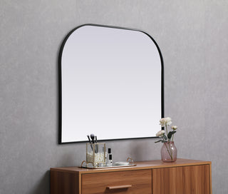 Metal Frame Arch Mirror 42x34 Inch in Black