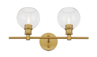 Collier 2 light Brass and Clear glass Wall sconce