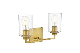 Ronnie 2 light Brass and Clear Bath Sconce