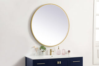 Pier 39 inch LED mirror with adjustable color temperature 3000K/4200K/6400K in brass