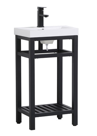 18 inch Single Bathroom Metal Vanity in Black