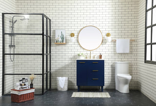 30 inch bathroom vanity in Blue with backsplash