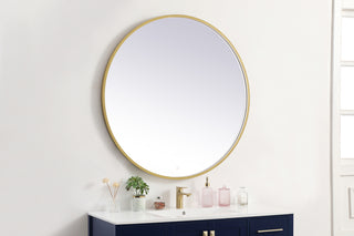 Pier 42 inch LED mirror with adjustable color temperature 3000K/4200K/6400K in brass