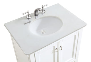 30 inch Single Bathroom vanity in Antique White with ivory white engineered marble