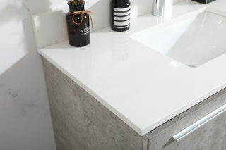 36 inch Single bathroom vanity in concrete grey with backsplash