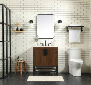 30 inch Single bathroom vanity in walnut