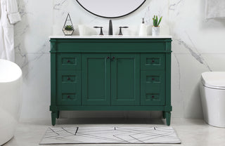 48 inch Single bathroom vanity in green with backsplash