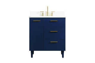 30 inch bathroom vanity in Blue with backsplash