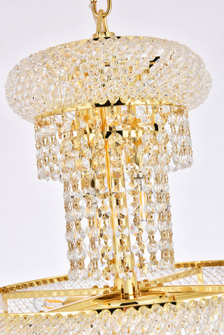 Spiral 10 light Gold Pendant Clear Royal Cut Crystal