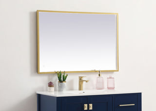 Pier 24x36 inch LED mirror with adjustable color temperature 3000K/4200K/6400K in brass