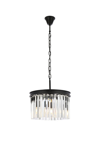 Sydney 3 light Matte Black Pendant Clear Royal Cut Crystal