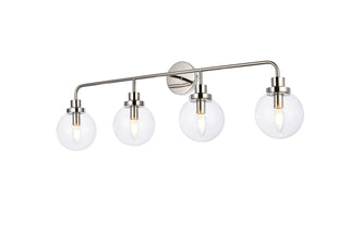 Hanson 4 lights bath sconce in polished nickel with clear shade