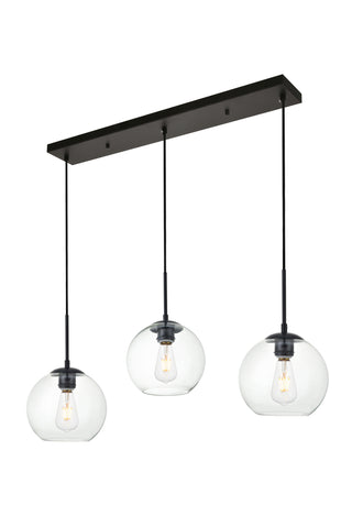 Baxter 3 Lights Black Pendant With Clear Glass