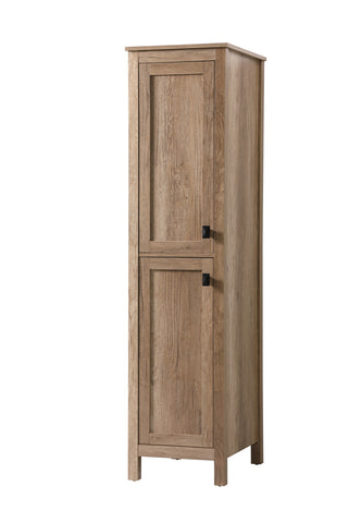 16 Inch Wide Bathroom Linen Storage Freestanding Cabinet In Natural Oak