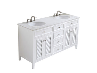 60 In. Double Bathroom Vanity Set In White