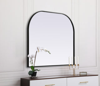 Metal Frame Arch Mirror 40x34 Inch in Black