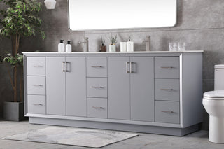 84 Inch Double Bathroom Vanity In Grey