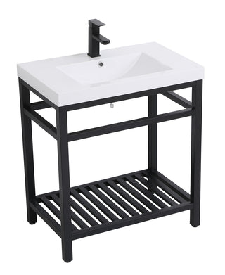 30 inch Single Bathroom Metal Vanity in Black