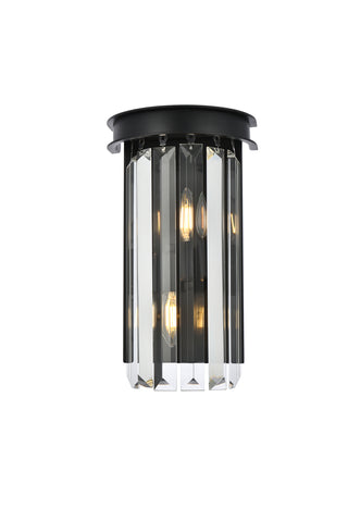 Sydney 2 light Matte Black Wall Sconce Clear Royal Cut Crystal