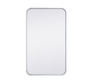 Soft corner metal rectangular mirror 18x30 inch in White