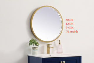 Pier 21 inch LED mirror with adjustable color temperature 3000K/4200K/6400K in brass