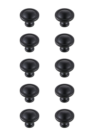 Garlande 1.2" Diameter Matte Black Mushroom Knob Multipack (Set of 10)
